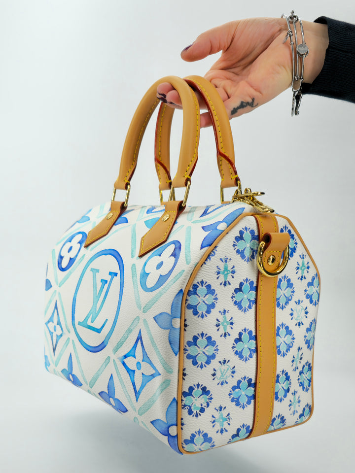 LOUIS VUITTON By The Pool Speedy Bandouliere 25 Lagoon Blue