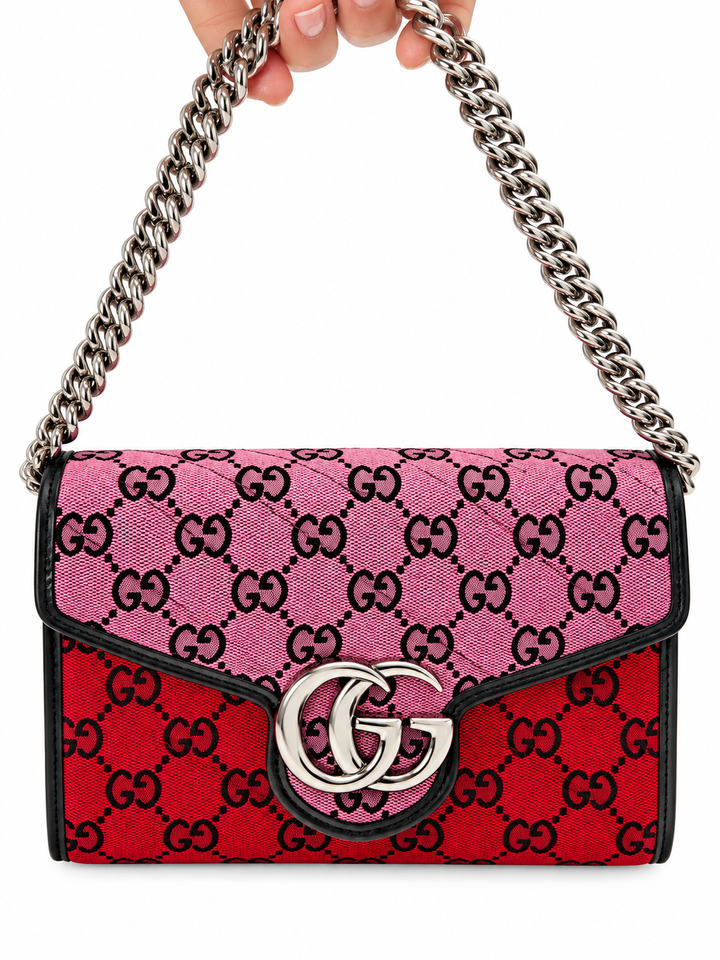 Wallet on chain GG Marmont Diagonal Jaquard