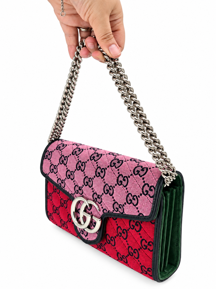 Wallet on chain GG Marmont Diagonal Jaquard