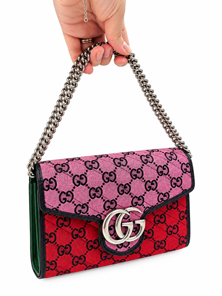 Wallet on chain GG Marmont Diagonal Jaquard