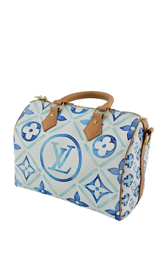 Louis Vuitton By The Pool Speedy Bandouliere 25 Lagoon Blue