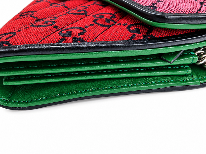Wallet on chain GG Marmont Diagonal Jaquard