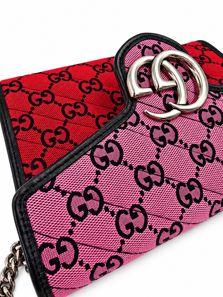 Wallet on chain GG Marmont Diagonal Jaquard