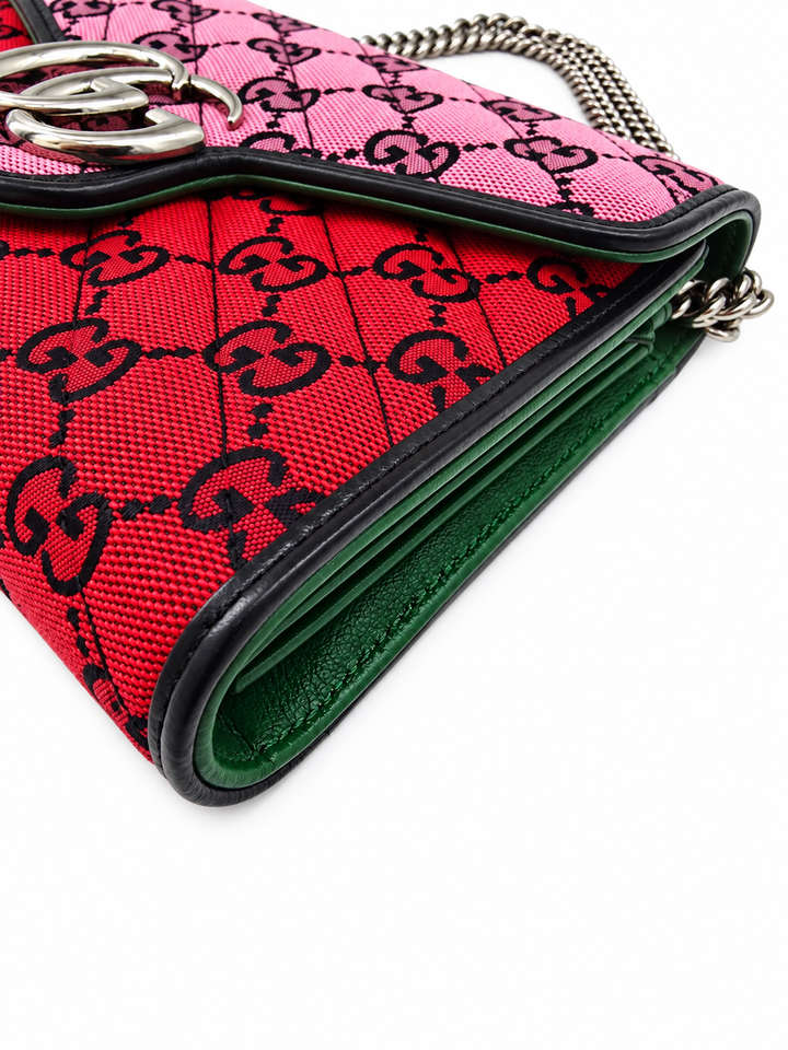 Wallet on chain GG Marmont Diagonal Jaquard