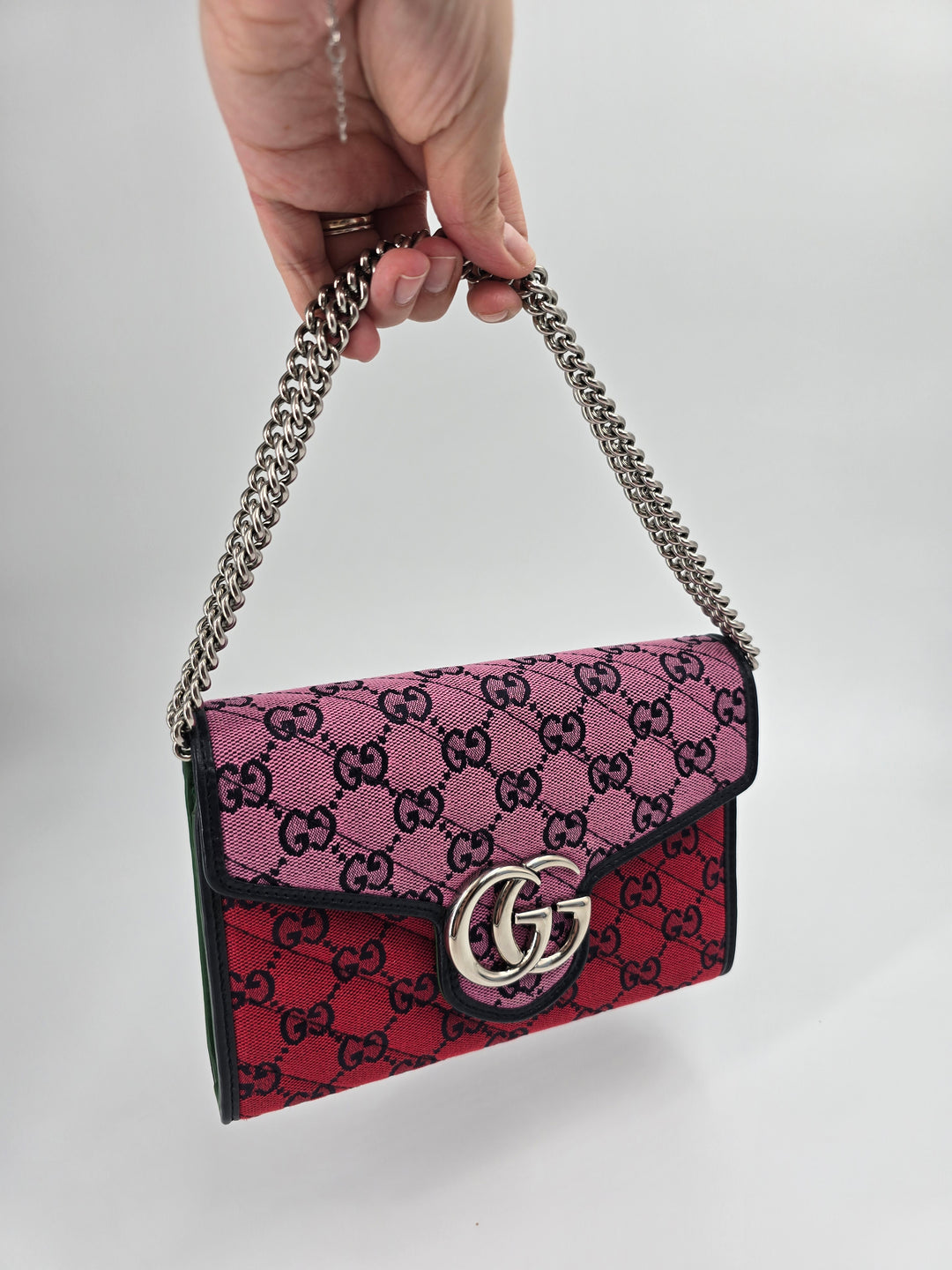 Wallet on chain GG Marmont Diagonal Jaquard