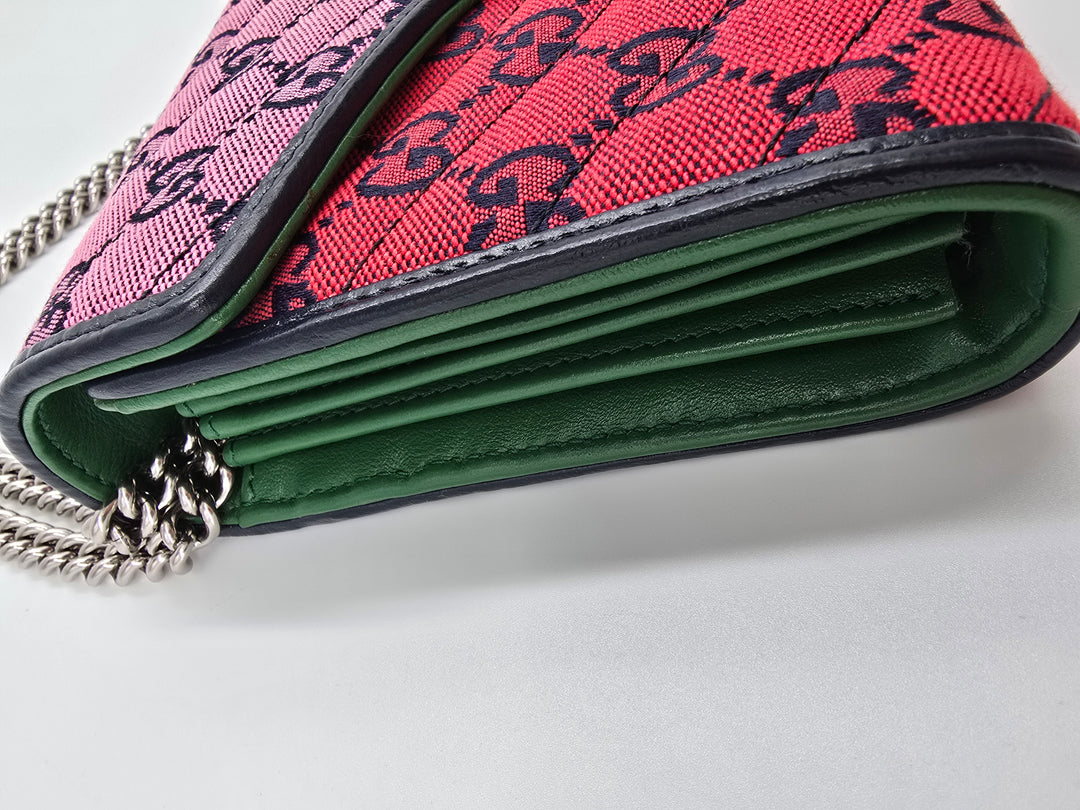 Wallet on chain GG Marmont Diagonal Jaquard