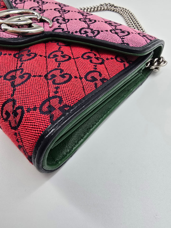 Wallet on chain GG Marmont Diagonal Jaquard