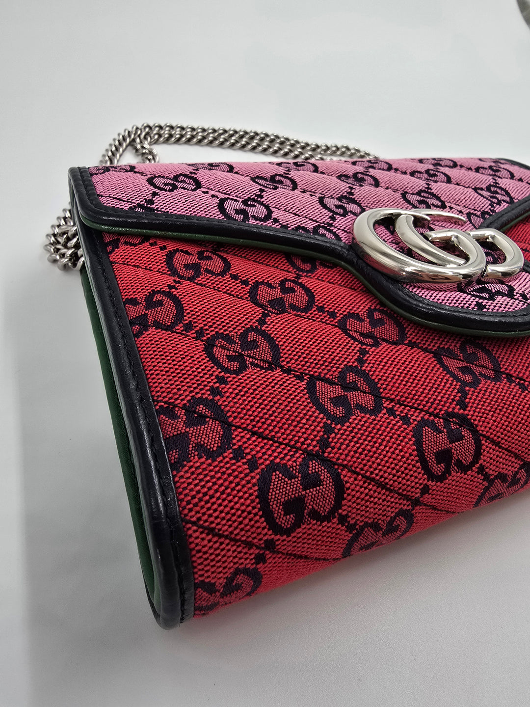 Wallet on chain GG Marmont Diagonal Jaquard