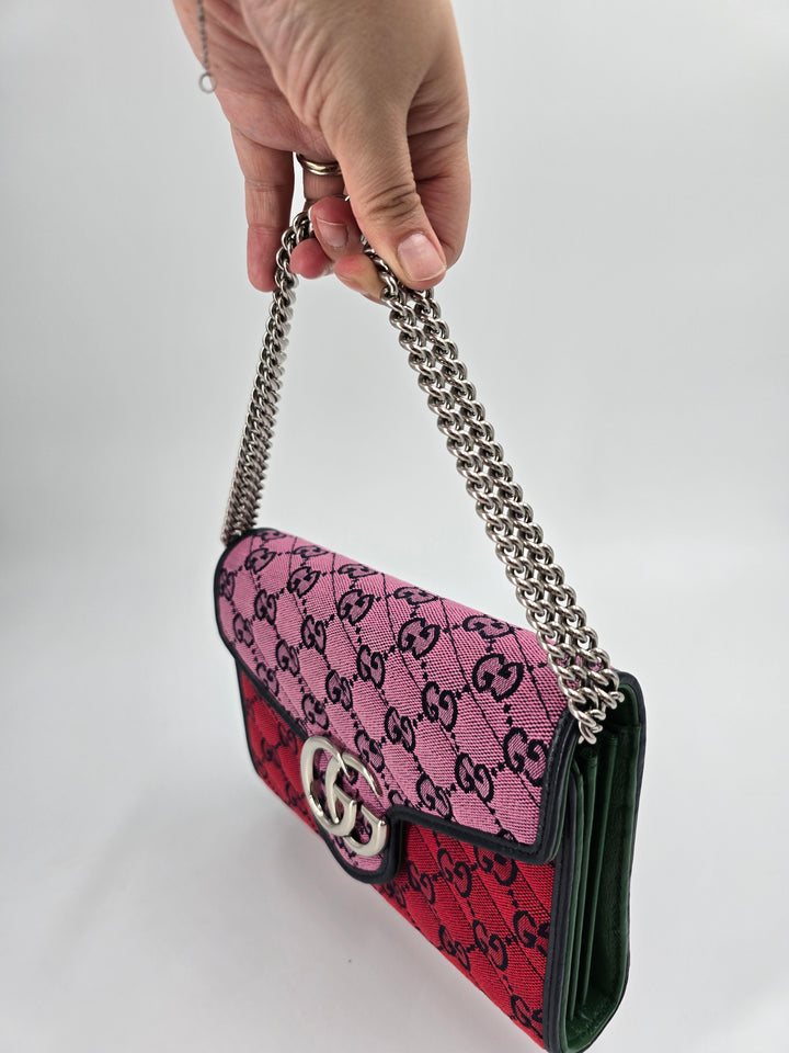 Wallet on chain GG Marmont Diagonal Jaquard