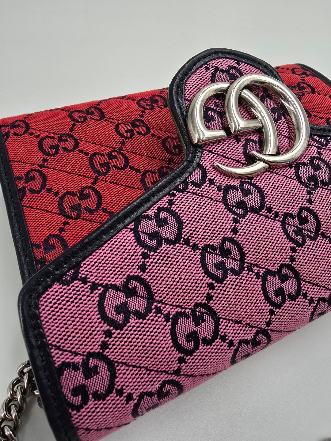 Wallet on chain GG Marmont Diagonal Jaquard