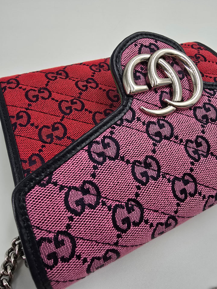 Wallet on chain GG Marmont Diagonal Jaquard