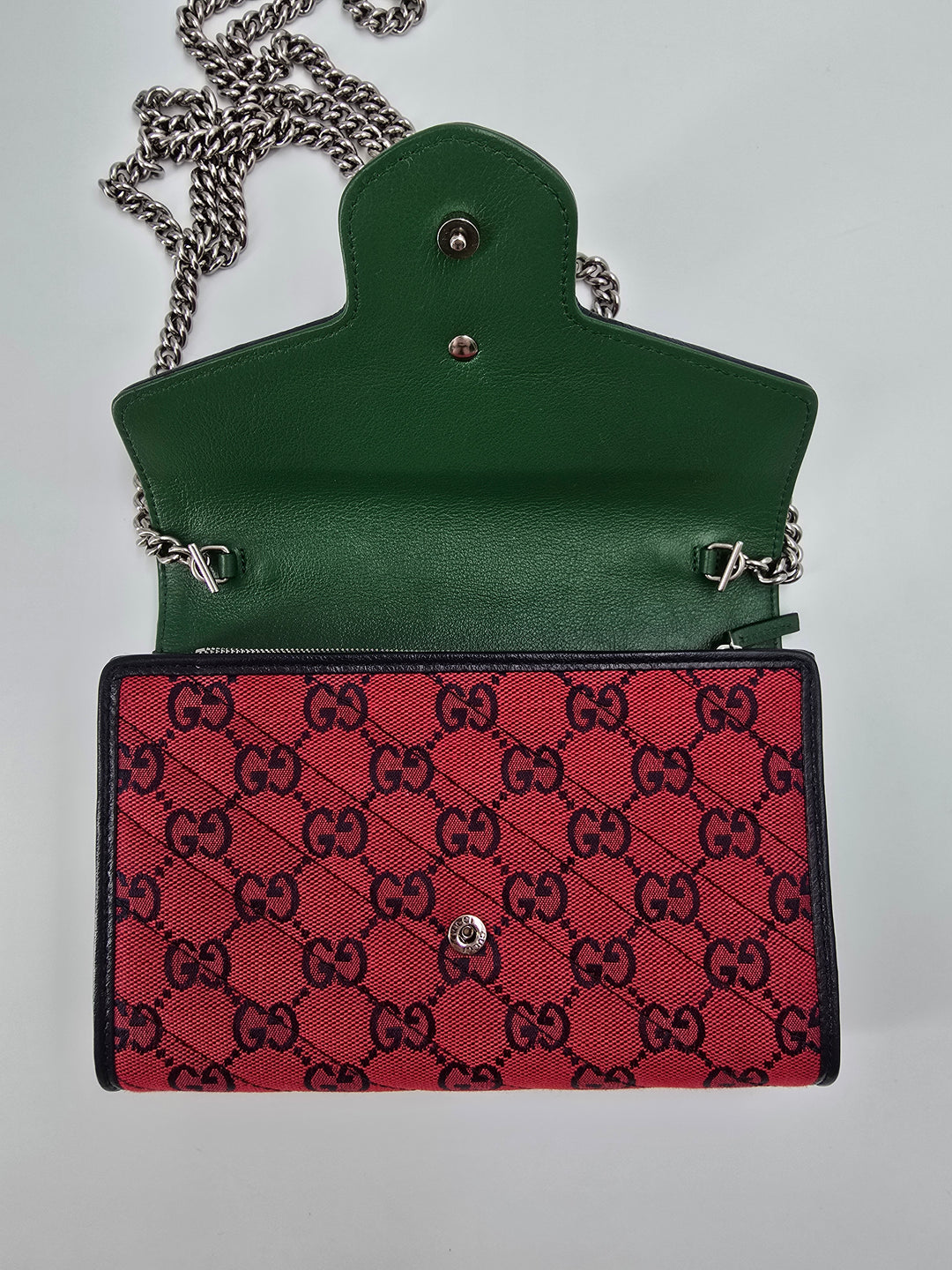 Wallet on chain GG Marmont Diagonal Jaquard