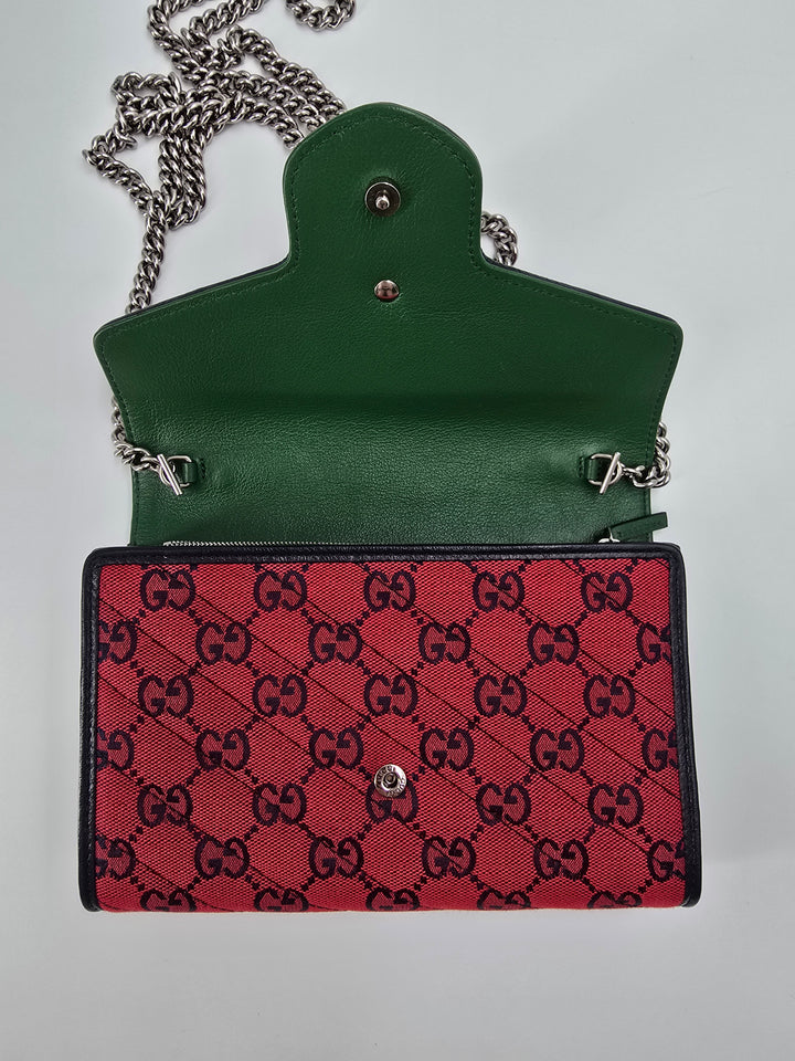 Wallet on chain GG Marmont Diagonal Jaquard