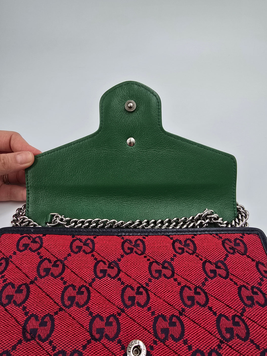 Wallet on chain GG Marmont Diagonal Jaquard