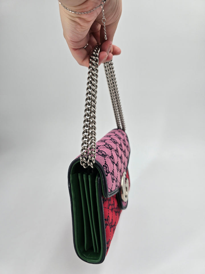 Wallet on chain GG Marmont Diagonal Jaquard