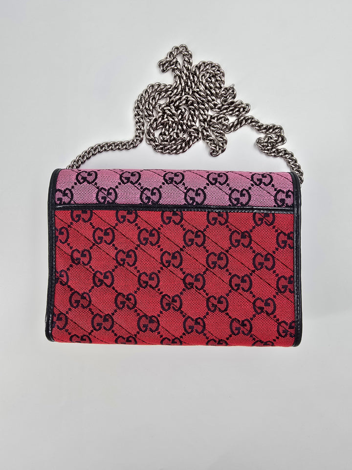 Wallet on chain GG Marmont Diagonal Jaquard