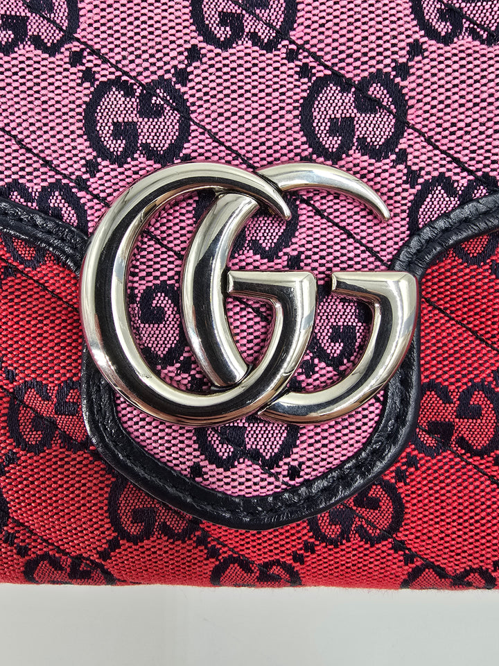 Wallet on chain GG Marmont Diagonal Jaquard